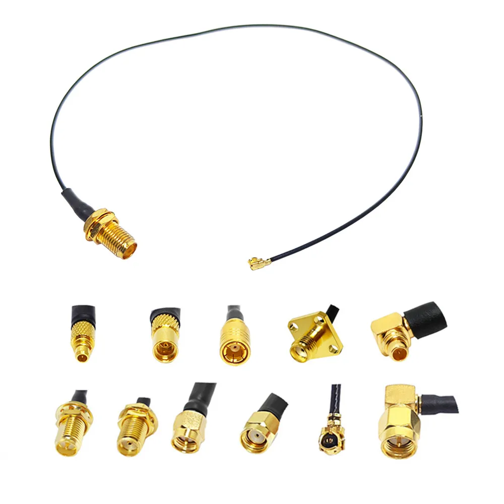 40cm 1.13/1.37 OEM Pigtail Cable With Waterproof MMCX/SMB/SMA Female Bulkhead to Ufl Connector
