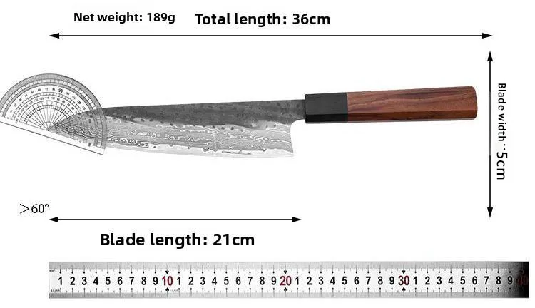 Damascus Steel VG10 Japanese Chef Knife - Hand Forged High Carbon Kitchen Knife with Wood Handle