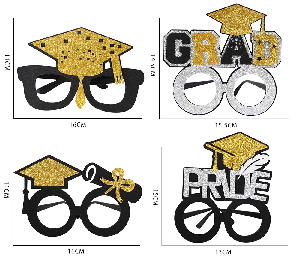 Black Gold Graduation Photo Glasses Party Accessories Funny ...