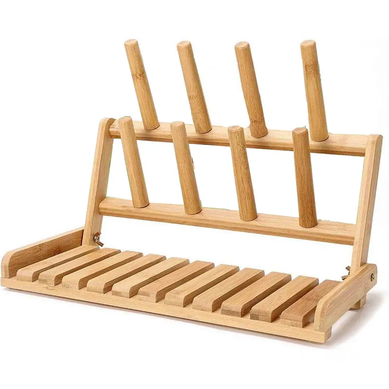 Bamboo Baby Bottle Drying Rack Kitchen Foldable Baby Bottle Holder Portable Dryer Rack Organizer