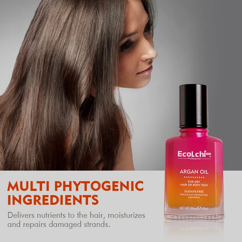 Ecolchi 60ml OEM ODM Private Label Organic Repair Hair Serum Oil Smooth Hair Treatment Extract Hair Essential Oil