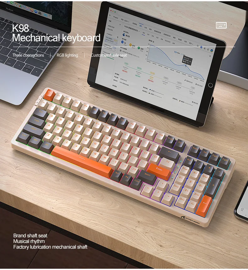 keeページ New K98 100keys Mechanical Gaming Keyboard - Full Key Hot Swap