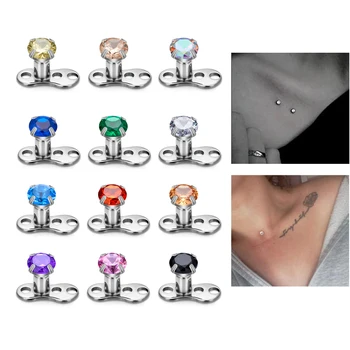 G23 Sturdy Titanium Dermals Anchors Piercing Jewelry Fashion Accessory Microdermals Body Piercings Studs Zirconia on Top Jewelry