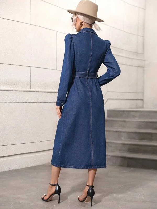 Robe Bleue Manches Ballon Camaieu Taille 40 - Occasion En Très Bon état (Style Chemisier)