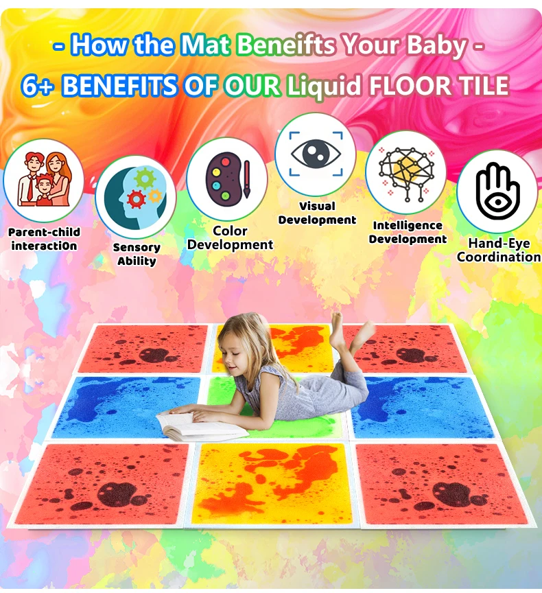 New product: sensory toys for children with autism, children's puzzle toys, luminous square liquid floor tiles factory