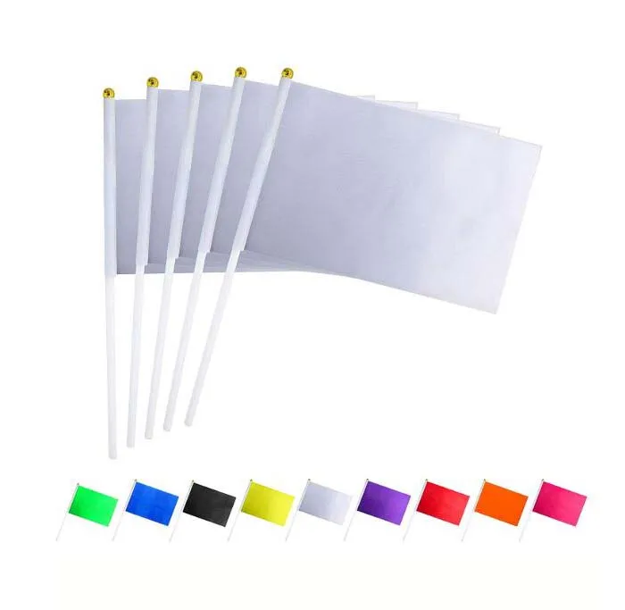 Custom Printed Sublimation Blanks Banner Plain White Hand Flag with Plastic Sticks