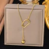 Irregularly adjustable O-shaped stainless steel necklace