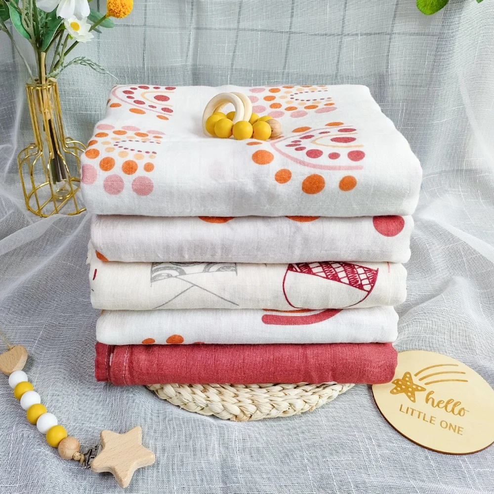 Новый дизайн на заказ 70% бамбук 30% хлопок детская пеленка для получения одеяло детское муслиновое одеяльце