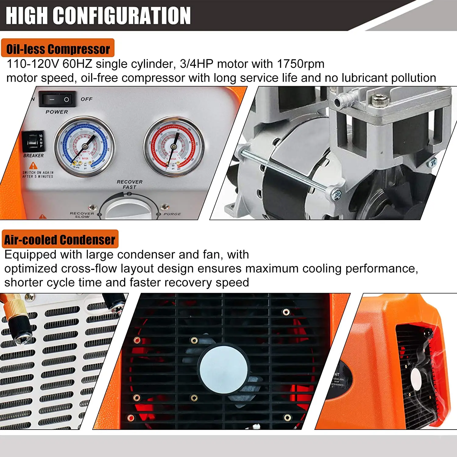 RR500 冷媒回収機（フェロン冷媒R22、R410A、1234yf、R32ガスおよび