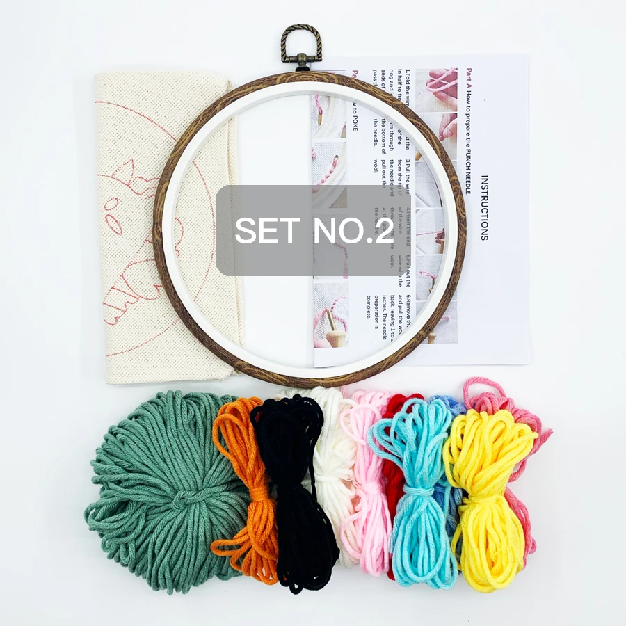 Punch Needle Embroidery Kit with Yarns Easy Embroidery Needlework Wool Work  Home Decor for DIY Beginners 