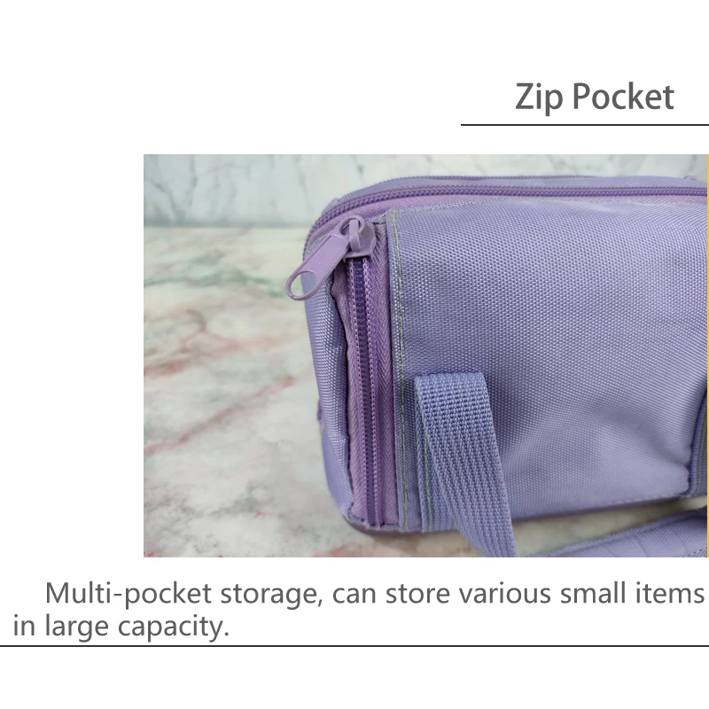 Purple Toiletry Handbag Ladies Makeup Train Cases Large Fashion Cosmetic Bag With Zipper supplier