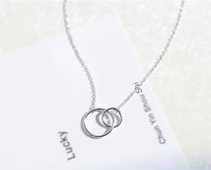 2020 New Design double ring necklace  brief  fashion