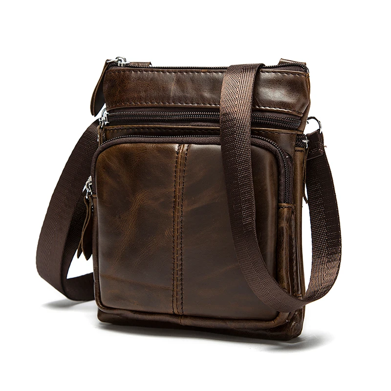 Ringsun Small Leather Mens Purse Bag, Leather Man Purse Man Bag Messenger  Bag for Men Zipper Crossbody Shoulder Bag,RS30