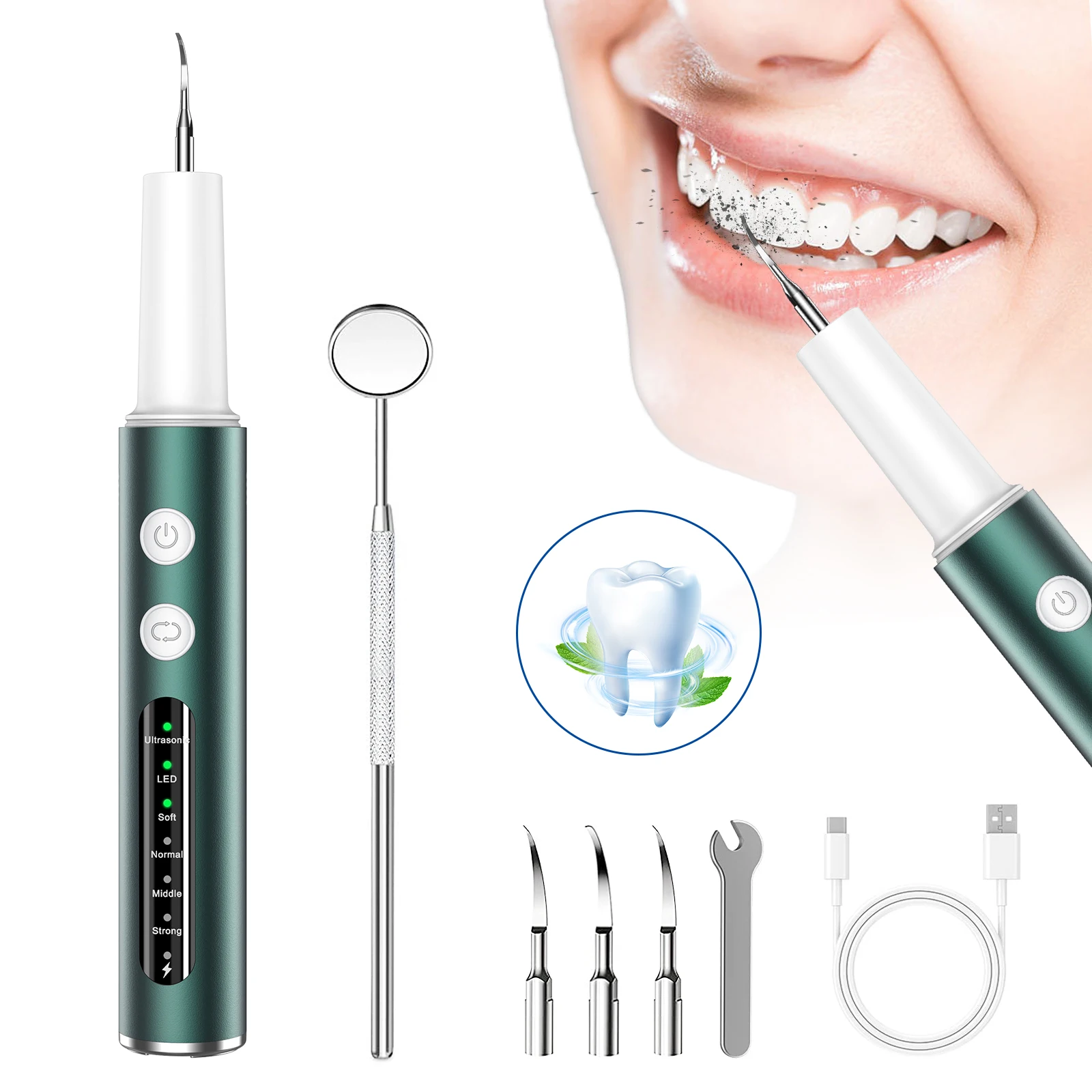 Oral Tooth Whitening Portable Teeth Stain Scaler Plaque Tartar Calculus Remover Electric Dental Tooth Cleaner