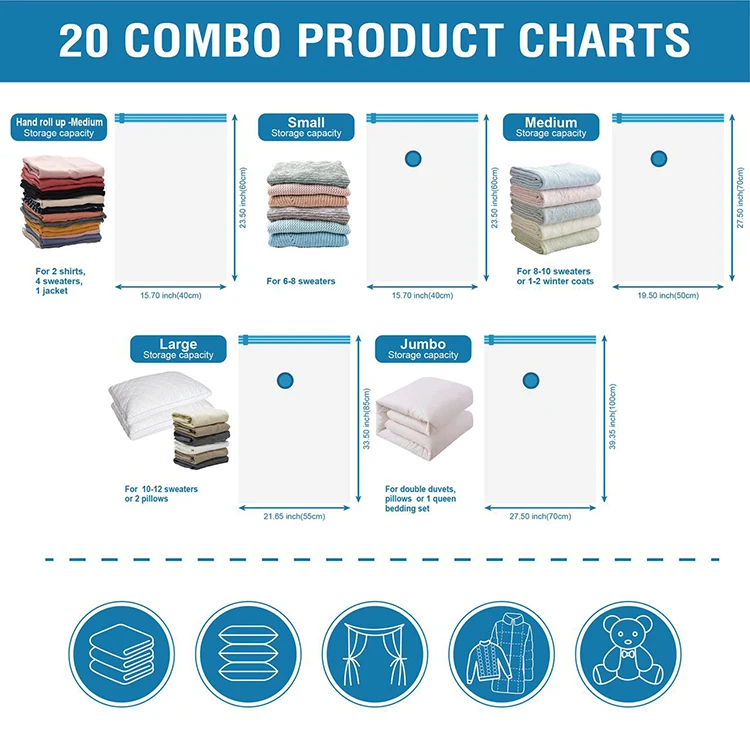 Vacuum Compression Zipper Storage Bags Comforters and Blankets Space Saver Bags Vacuum Sealer Clothes Storage Storage Bags