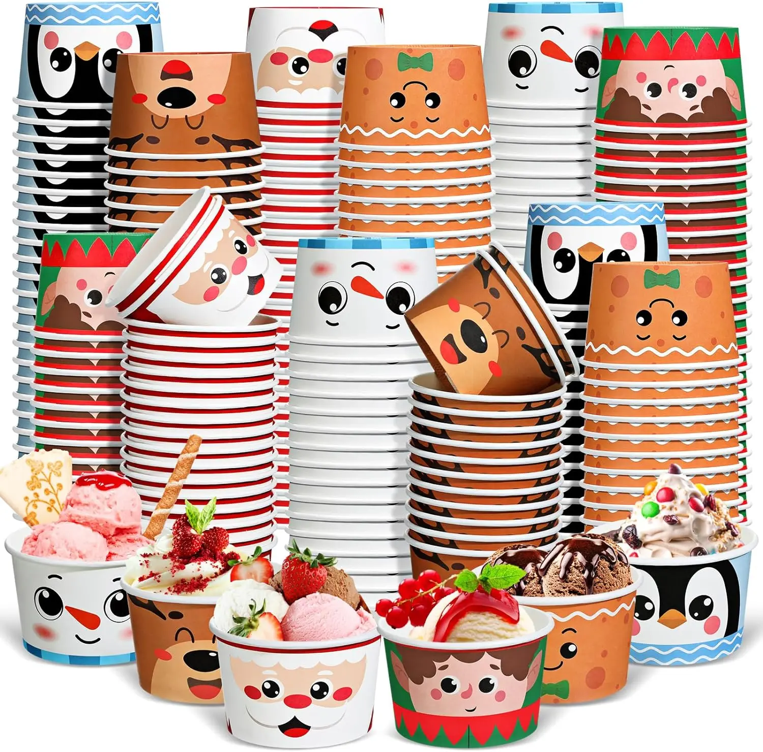 custom disposable high quality Ice cream paper bowl yogurt cup tubs container for dessert shop