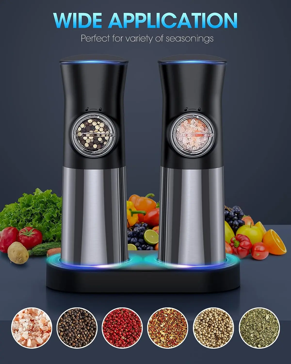 Gravity Electric Salt and Pepper Grinder Set - USB Rechargeable