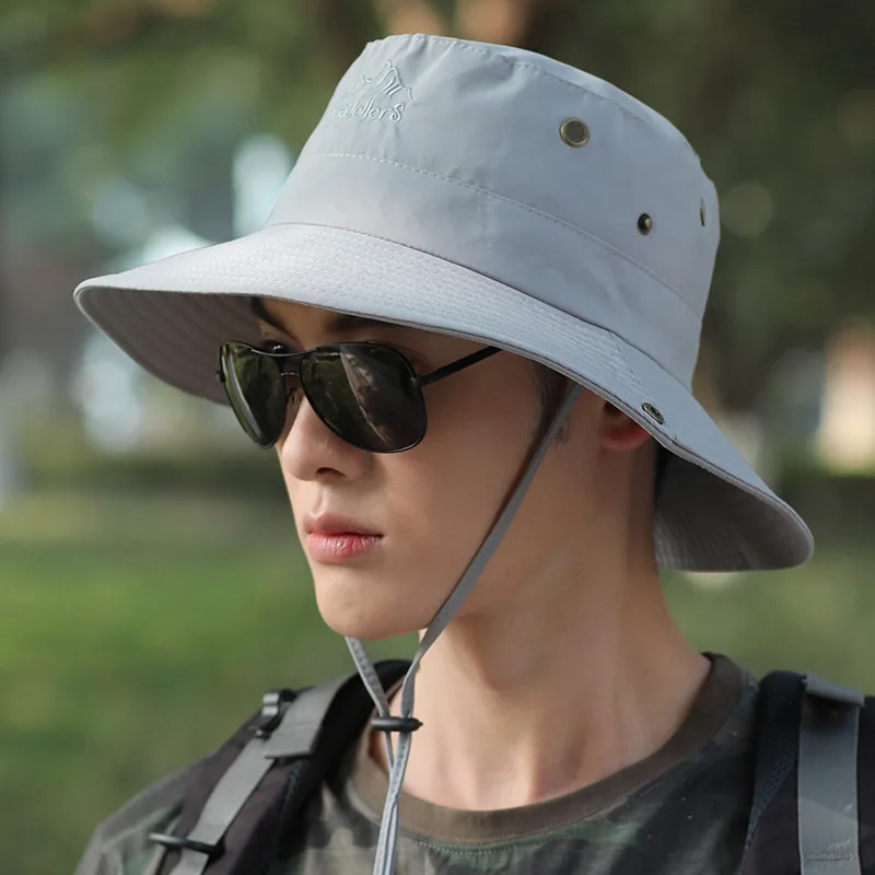 WDD377 Men's Lacing Cotton Folded Sun Hats Outdoor Fashion