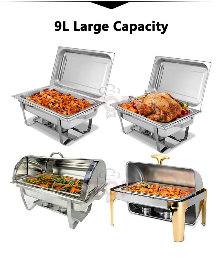 Luxury Chafer Gold Buffet Food Warmer Electric Hotel Set Shaffing