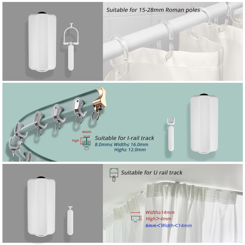 For Roman Rod I Type U Type Curtains Track SmartLife Alexa Google Home Control Zemismart WiFi Tuya Smart Curtain Driver Robot