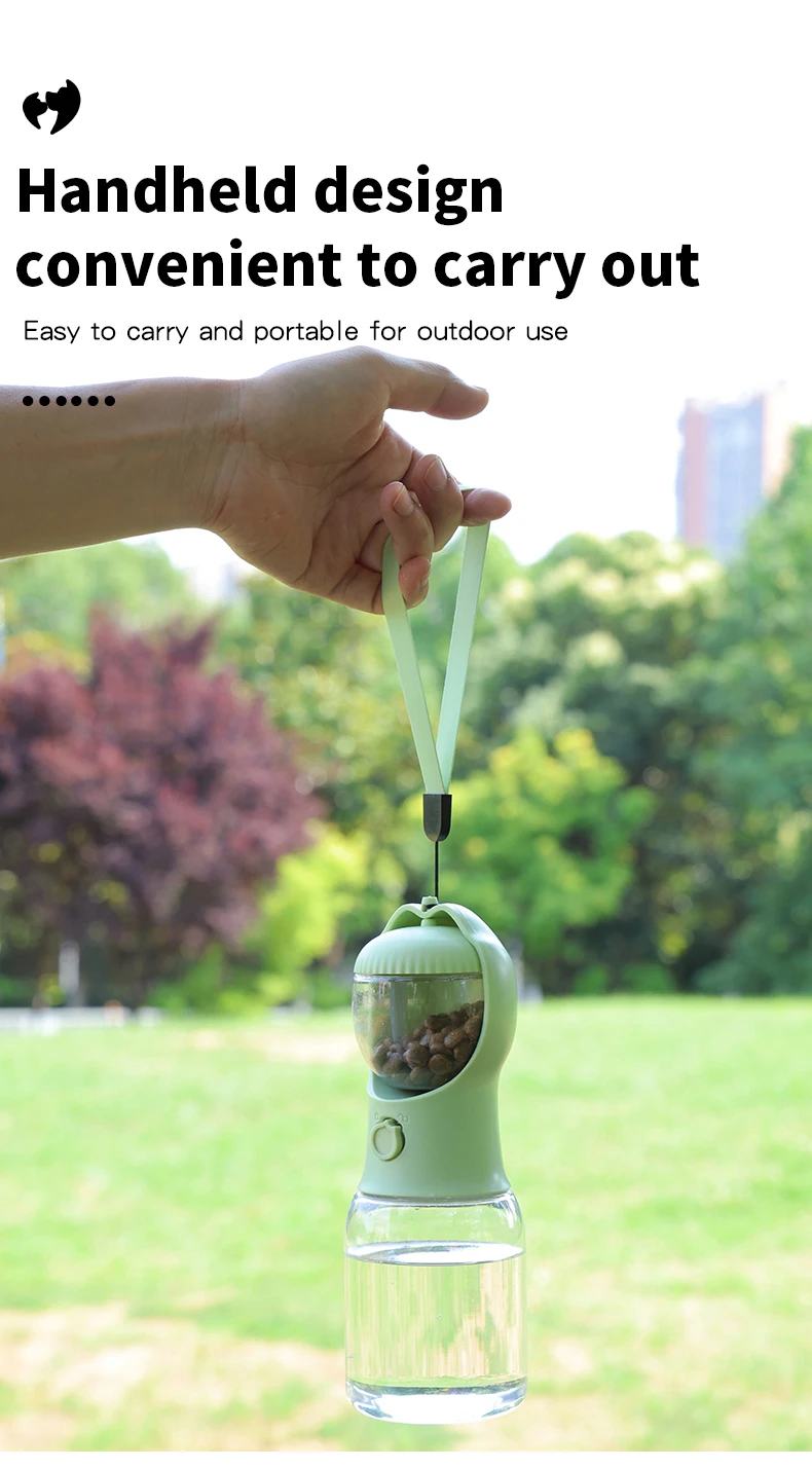 product portable dual chamber dog water food cup hanging design outdoor walking travel pet water bottle for small puppy-7