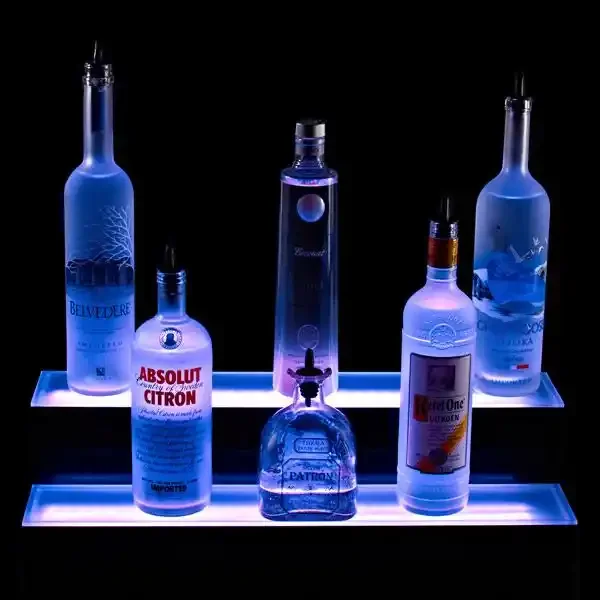 Direct Factory Acrylic 3 Step LED Light Acrylic Display Base Bar Liquor Bottle Stand