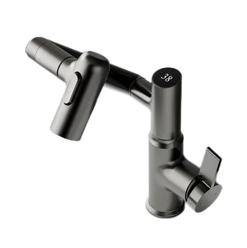 Factory direct sales adjustable universal folding basin intelligent digital display faucet