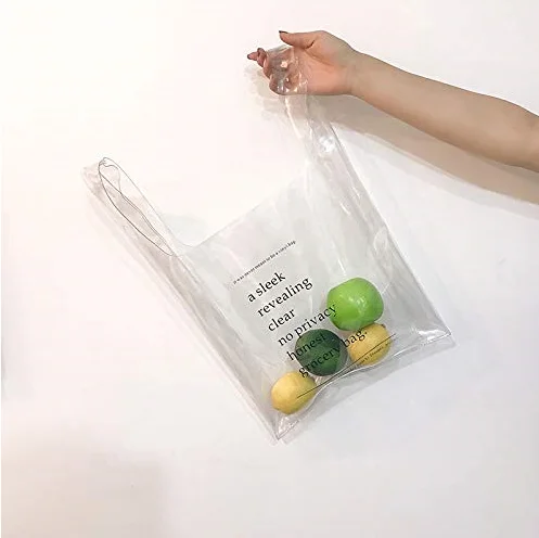 Clear Shopping Bag PVC Handbag with the Letter Transparent Shopping Bag Portable Beach Female PVC