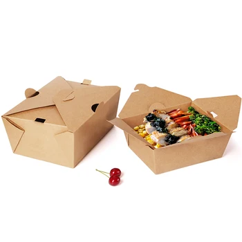 Custom Printed Recycled Kraft Paper Box Lunch Container With Air Holes ...