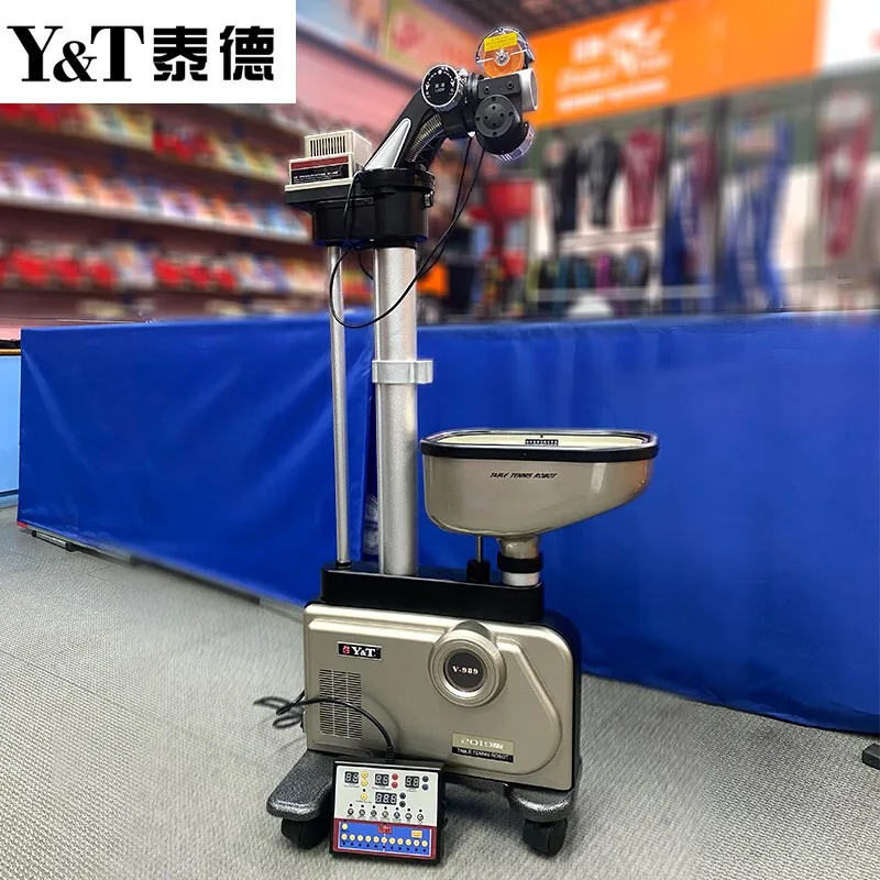 Y&T V989 Smart Serve Table Tennis Robot - Floor-Mounted
