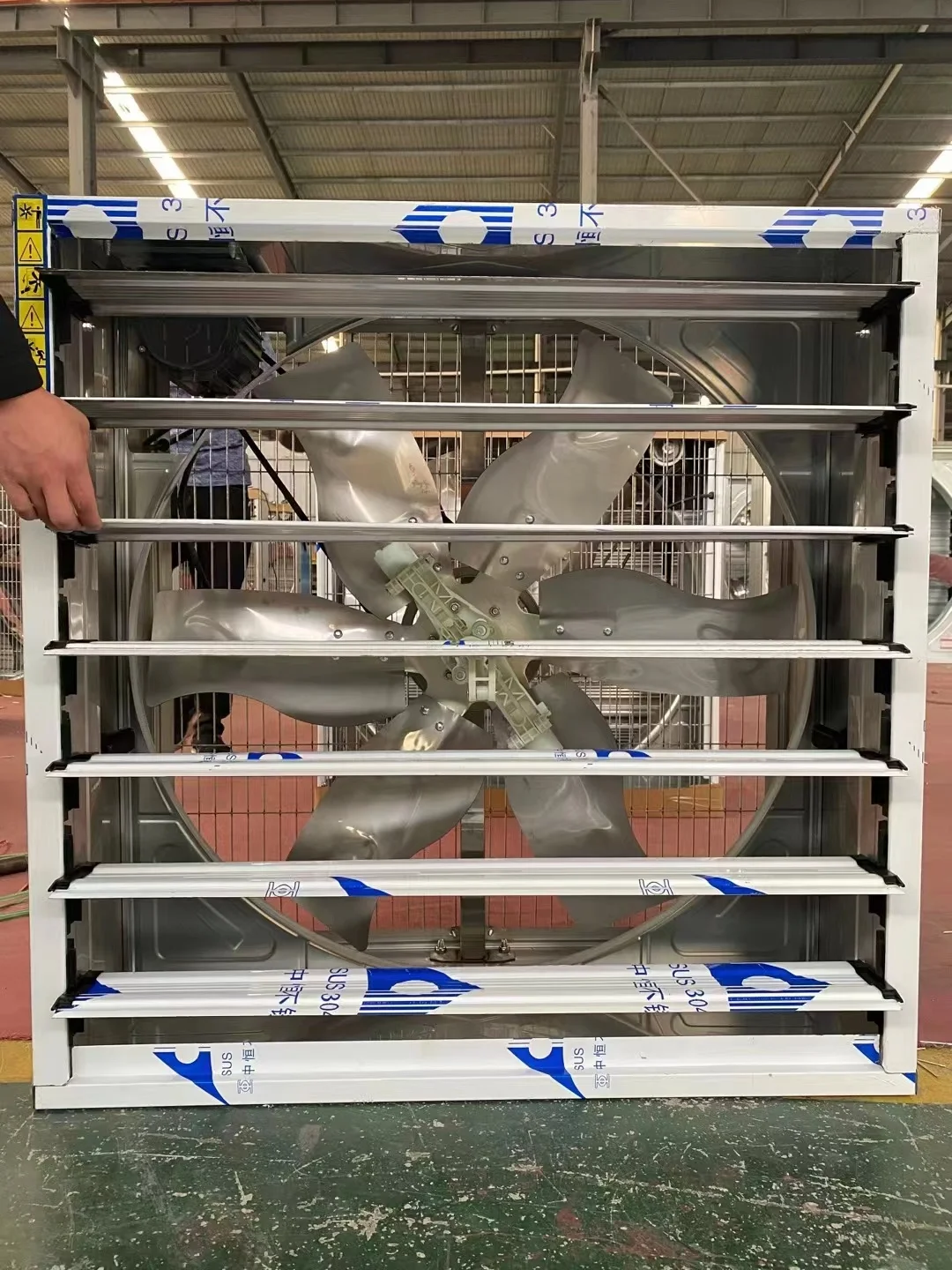 Belt-driven Propeller Exhaust Fan Complete Inlet Fan Guard Outlet Gravity  Shutter Wall-Mounted Industrial Propeller Exhaust Fan, image size:1080x1440