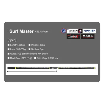 Plug-in Rod Carbon Three-section Beach Throwing Solid Front Slightly SURF MASTER 4.25m 480g Hard – Hard Lure – view 3
