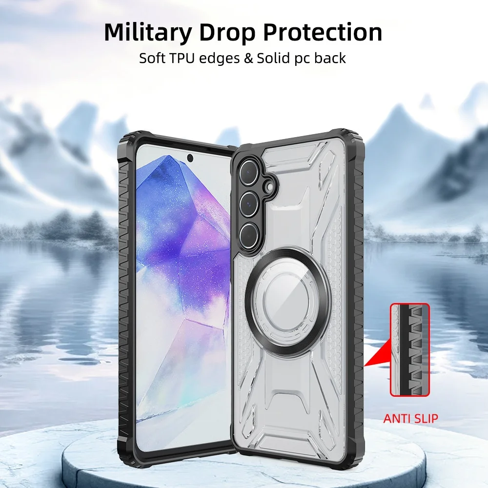 Magnetic Shockproof Full-Body Clear TPU+PC Case For Samsung Galaxy S24 S23 S22 S21 Plus Ultra Business Mobile Pro Max Glass manufacture