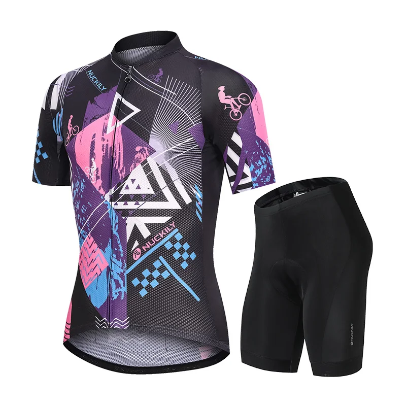 NUCKILY Women's Cycling Jersey And Gel Padded Short Suit for Summer 