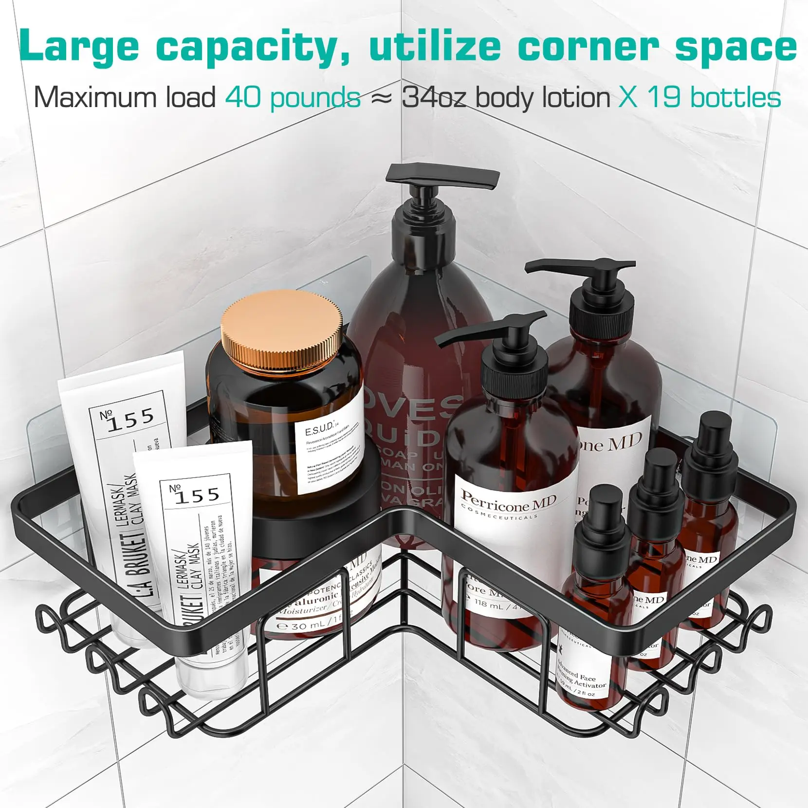 MAXIFFE Corner Shower Caddy, 3-Pack Adhesive Stainless Steel