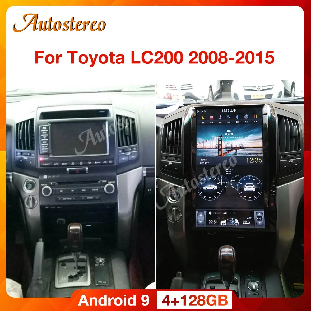 Для Toyota Land Cruiser GX GXR VX VXR LC200 2008-2015 экран Tesla Android 9,0 Автомобильный мультимедийный радиоплеер авто GPS навигация