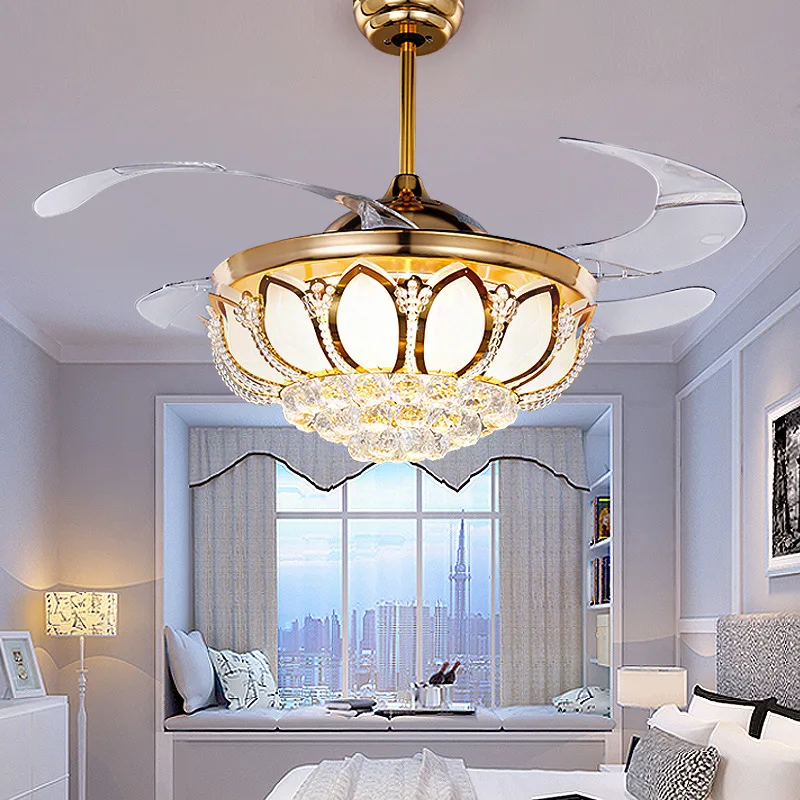 Led ceiling fan with light crystal fan light with remote led fan light