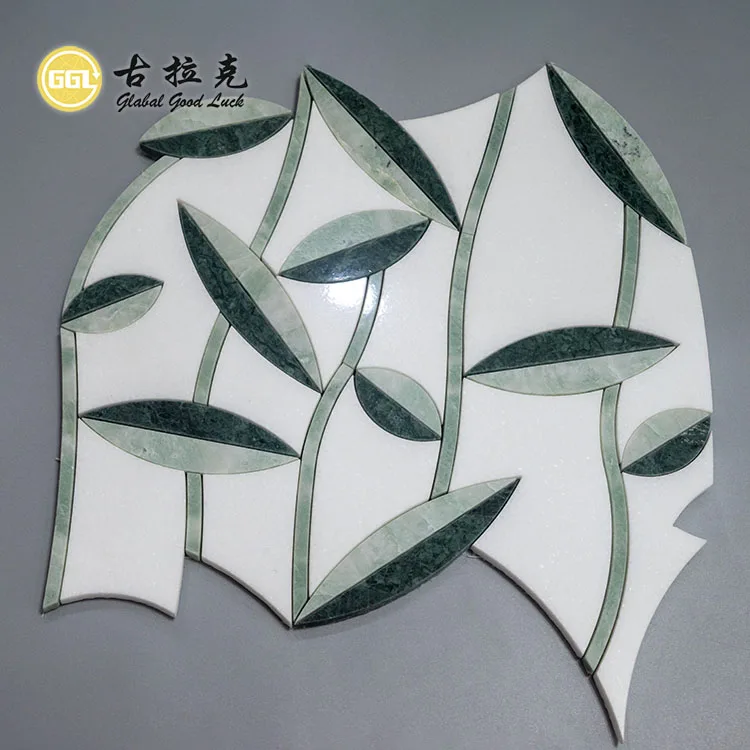 Leaf Design marble Waterjet Mosaic Tile For Wall Floor Home Decoration details