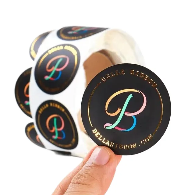Custom Clear Gloss Gold Foil Logo Stickers Waterproof Vinyl Roll Packaging Label Lotion Hot Stamping 'Thank You' Promotions UV