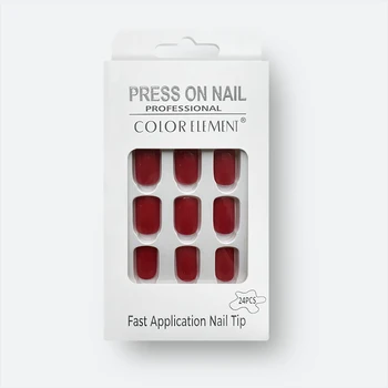 High Quality Luxury Designed 24 pcs reusable false nails newest  style Square  press on nails fashionable nails