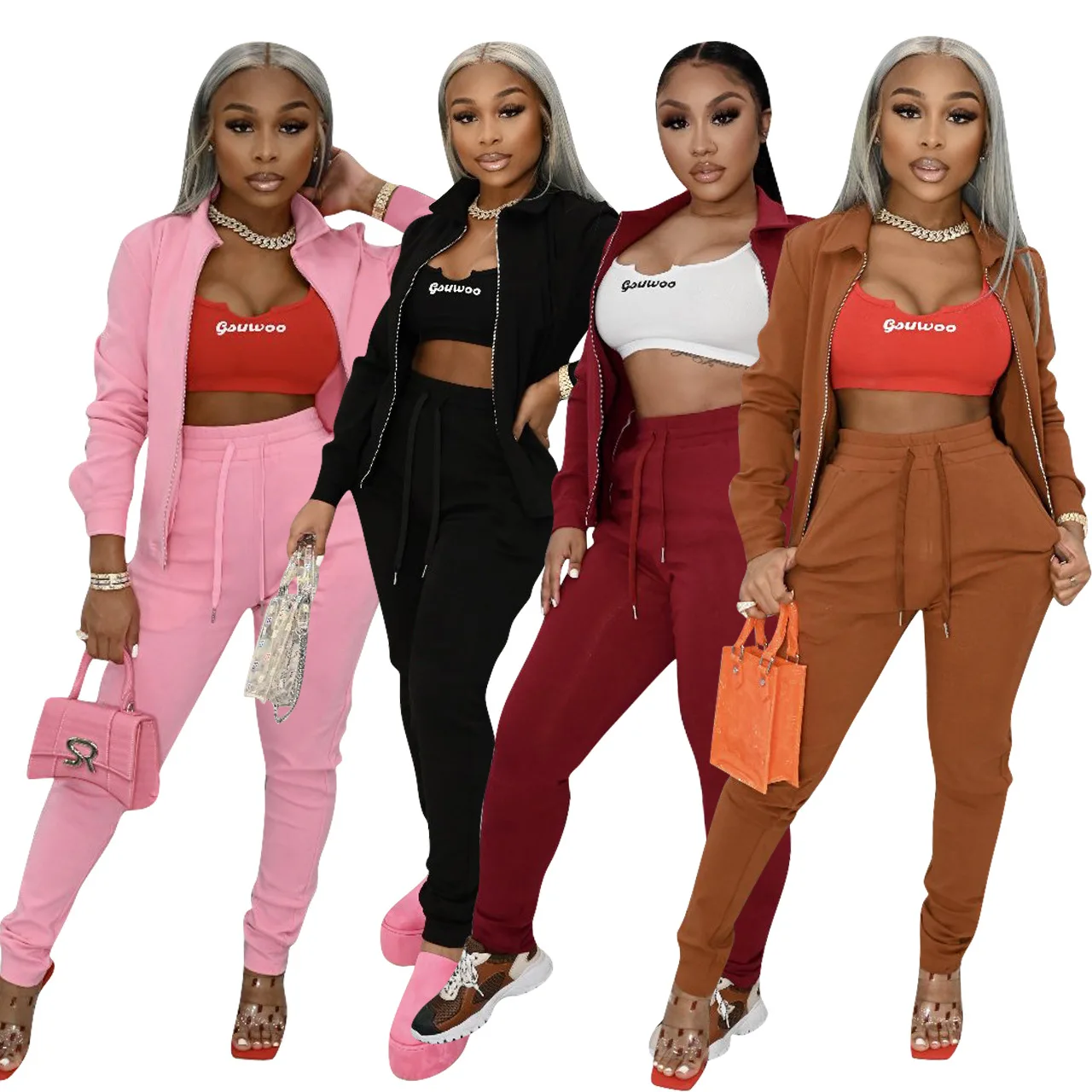 Fall Winter Women Two Piece Pant Set 