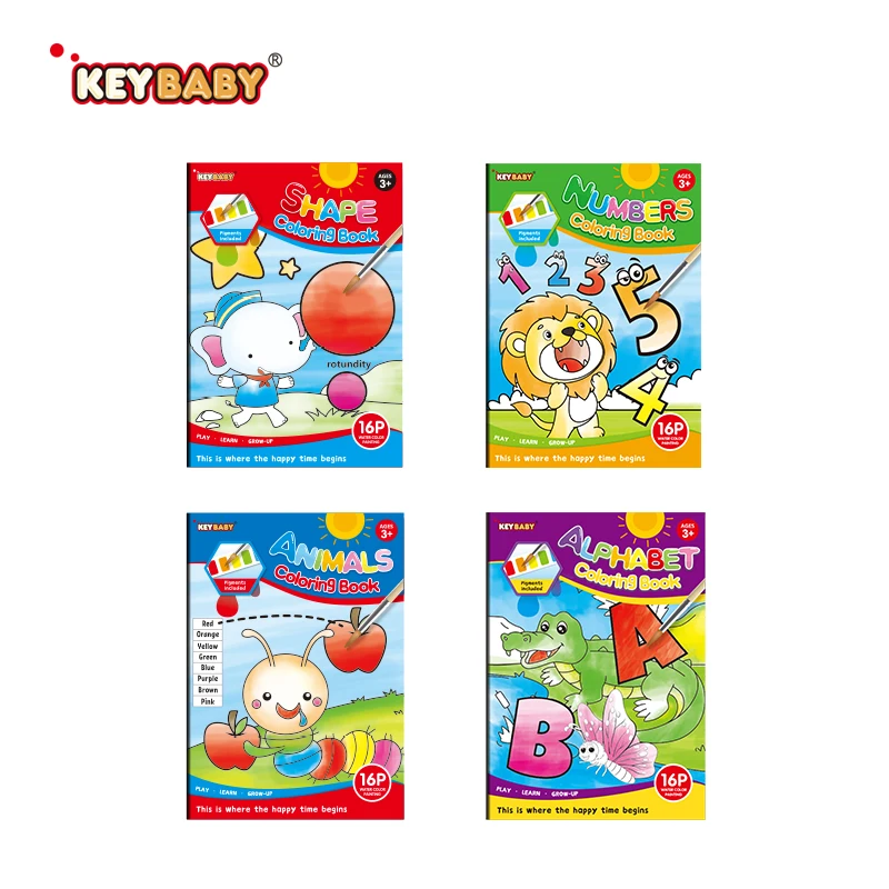 keybaby coloring book sets drawing paining with palette water and pen419-6