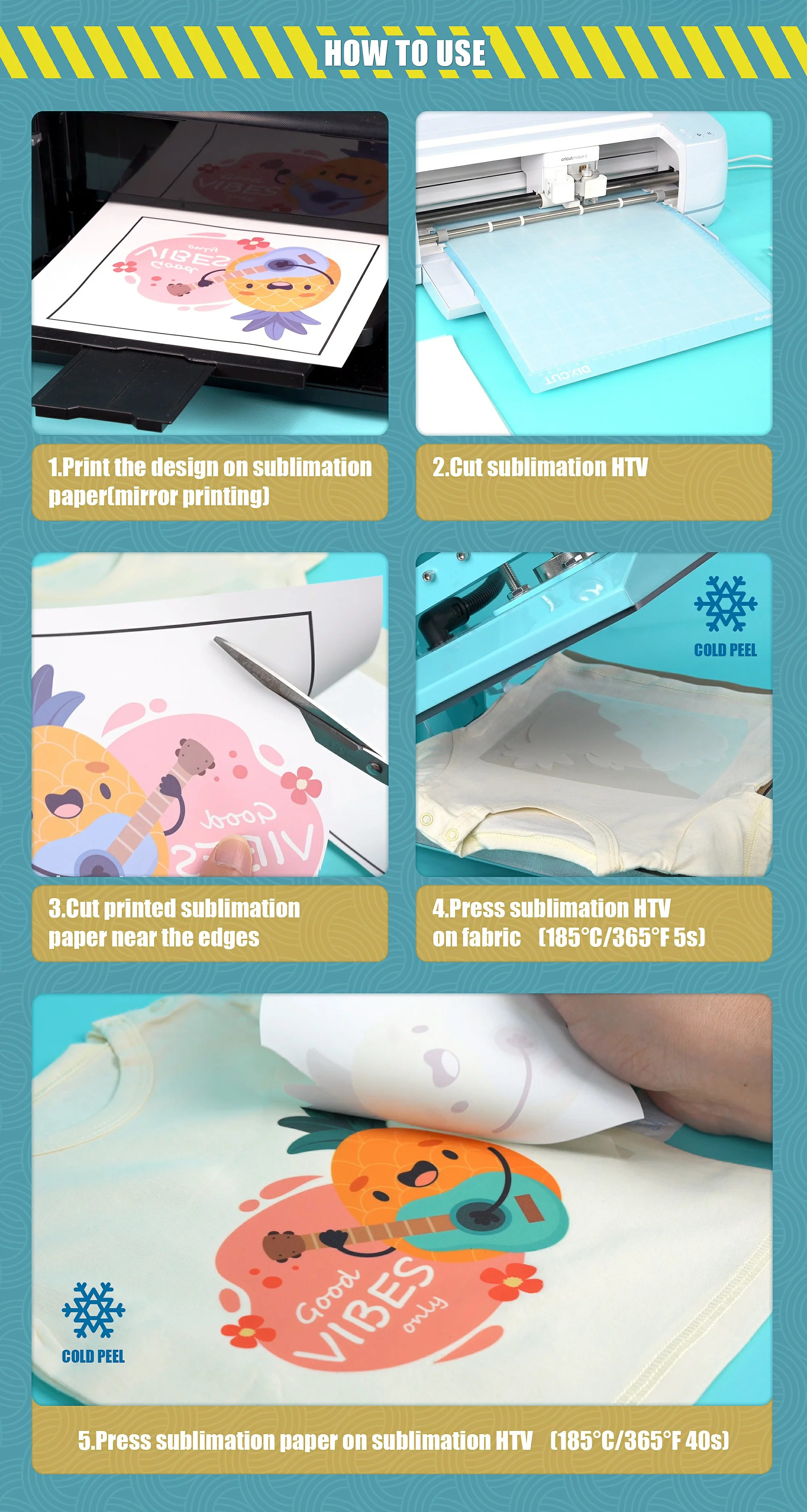 YESION Sublimation HTV for Light Cotton Easy Transfer