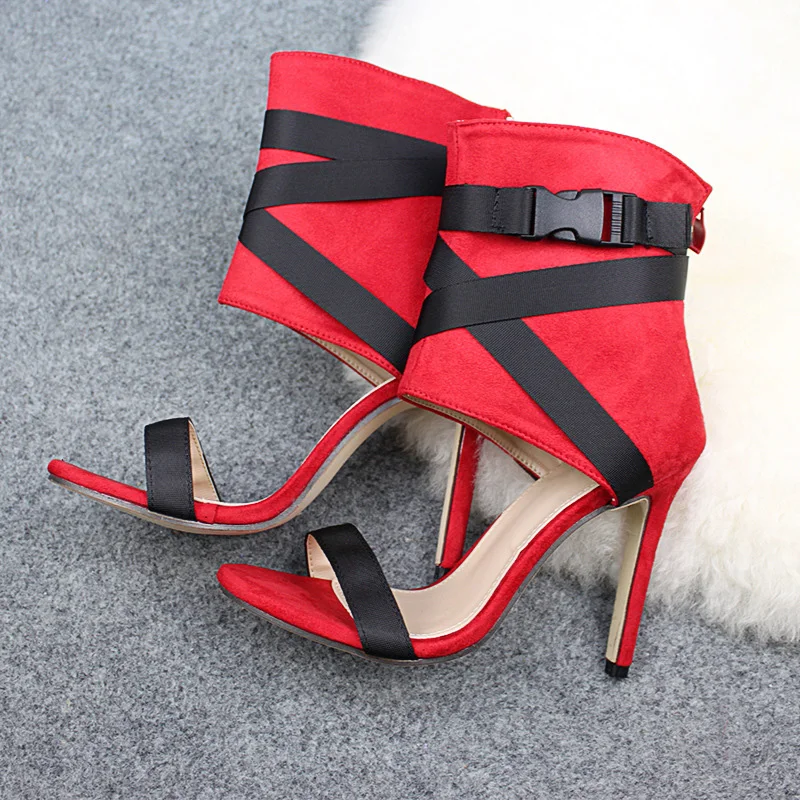 Red Stiletto Fish Mouth Sandals Shoes Women