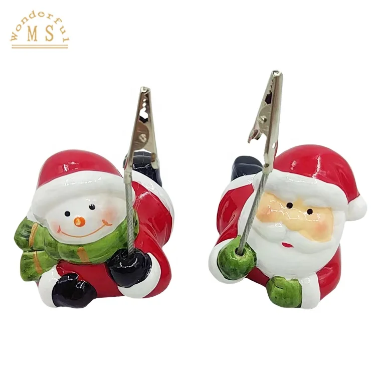 2 Pieces Christmas Place Card Holders Table Number Stand Table Name Cardholder Photo Holder Ceramic Memo Menu Clips Stand