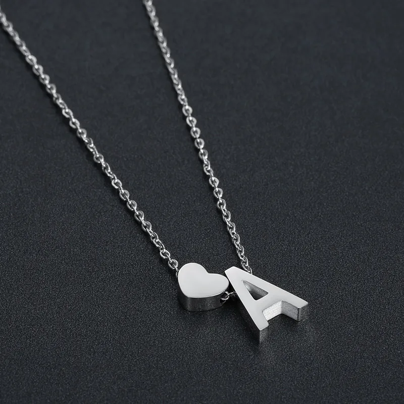 Stainless Steel 18K Gold Plated Heart Initial Pendant Necklace Custom Name Friendship Birthday Gift Personalized Necklaces