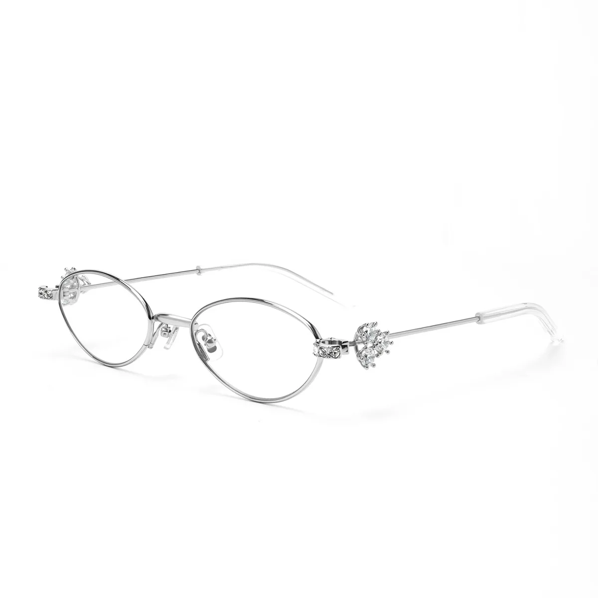 High Quality Jennie Style Fashionable Bayonetta Glasses Frame Ladies  Diamond Oval Glasses with Star Embellishment
