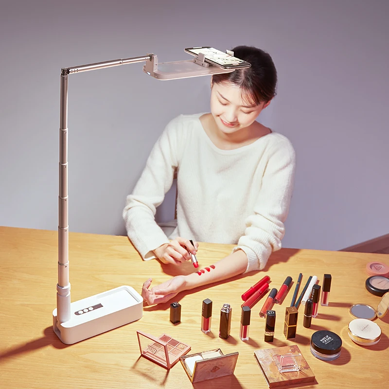 USAMS 2023 new design portable Cell Phone Led Lamp Holder Fill Ring Light selfie stick With Tripod Stand
