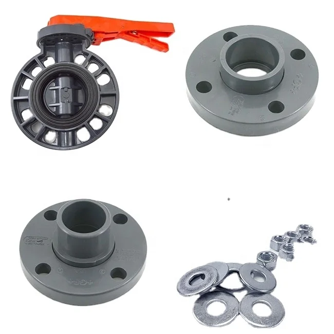 UPVC Pntek Plastic Double Flexible Flange Connection Manual DN400 Butterfly Valve Pvc 10 Inch for Control Flow Water