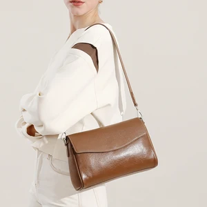 2026 Retro Genuine Leather Crossbody Bag for Women Luxury Designer Brand Two Straps Underarm Shoulder Bag for Day Winter Summer